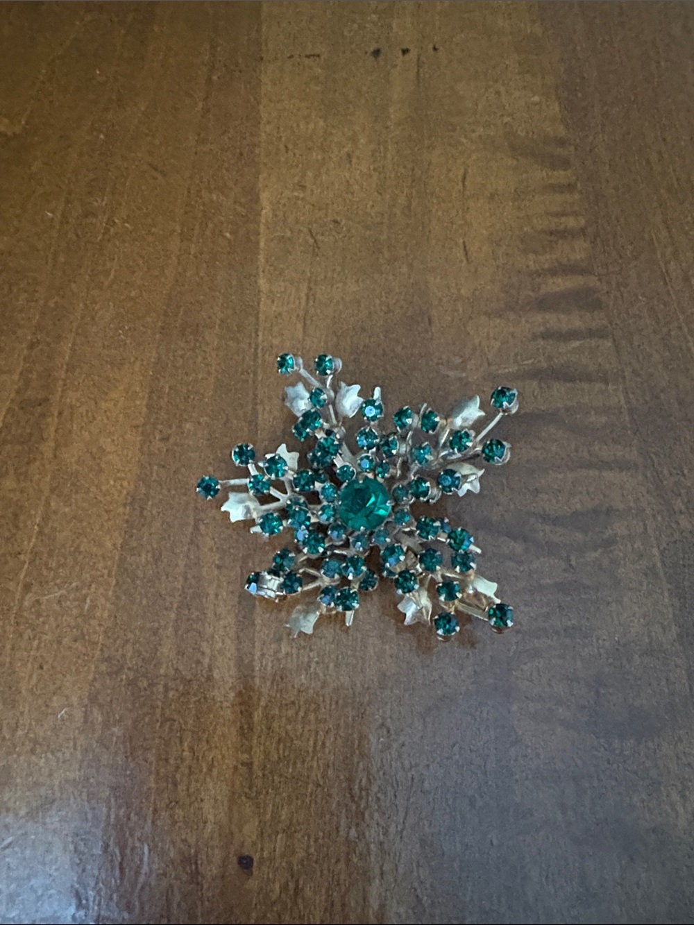 Emerald Green Crystal Floral Brooch - Women Jewelry